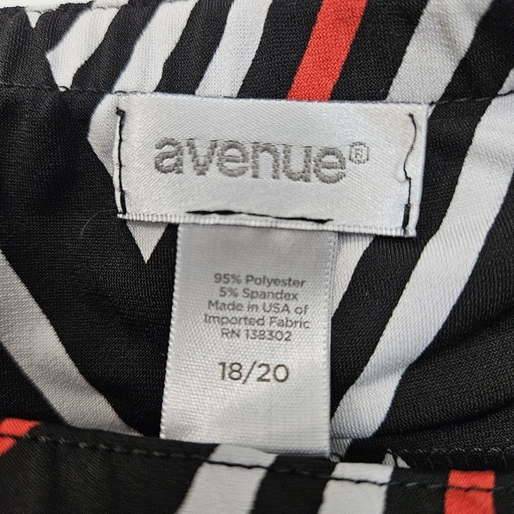 Avenue Black, White & Orange Asymmetrical A-Line Skirt Plus Size 18/20 - Picture 3 of 5